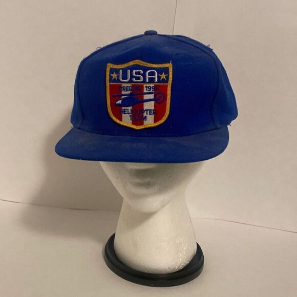 Used Vintage Otto Cap  Baseball Hat Cap SnapBack Blue Helicopter Team‎ 1996 USA - Picture 1 of 5
